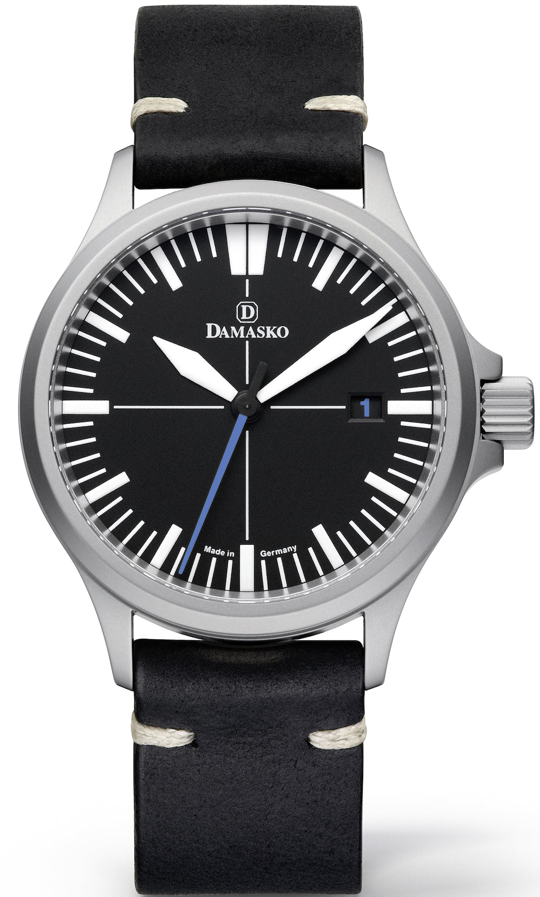 Damasko Watch DS30 Blue Leather Pin - Black
