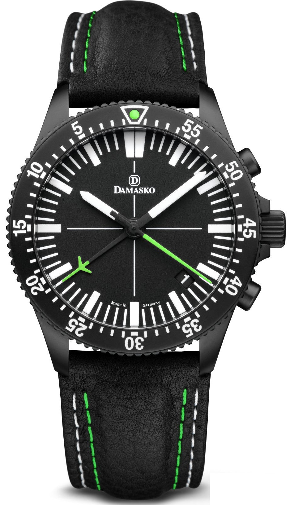 Damasko Watch DC82 Black Green Leather Pin