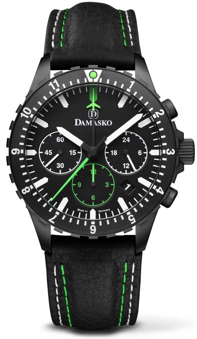 Damasko Watch DC86 Green Black Leather Pin - Black
