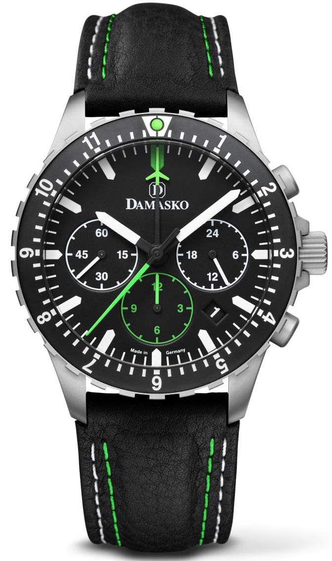 Damasko Watch DC86 Green Leather Pin - Black