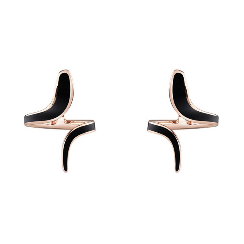 Damiani Eden 18ct Rose Gold Diamond Black Ceramic Snake Earrings - Gold
