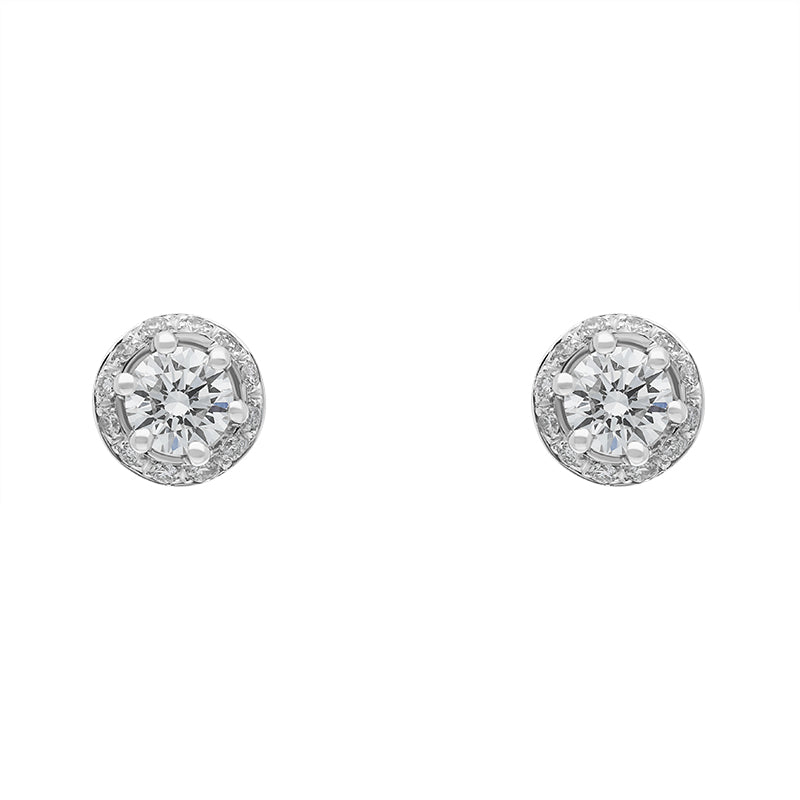 Damiani Minou 18ct White Gold 0.50ct Diamond Round Cut Pave Stud Earrings - Gold