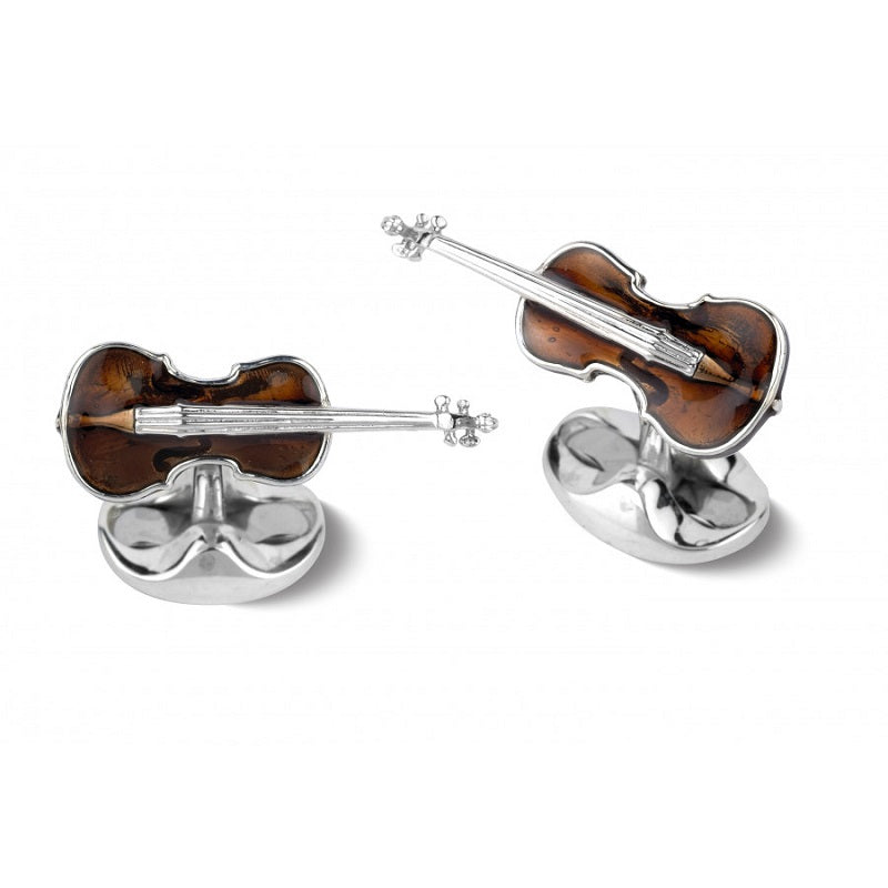 Deakin & Francis Cufflinks Sterling Silver Violin - Silver