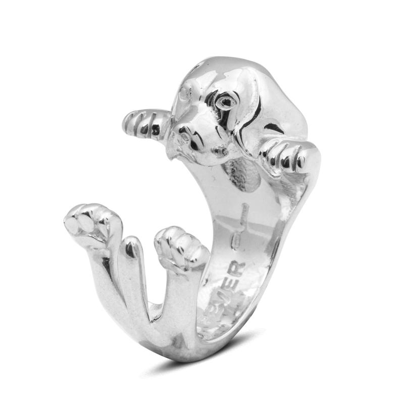Dog Fever Sterling Silver Beagle Hug Ring - XS