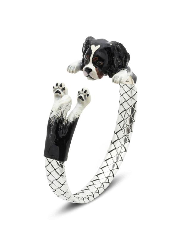 Dog Fever Sterling Silver Enamelled Cavalier King Charles Spaniel Hug Bracelet