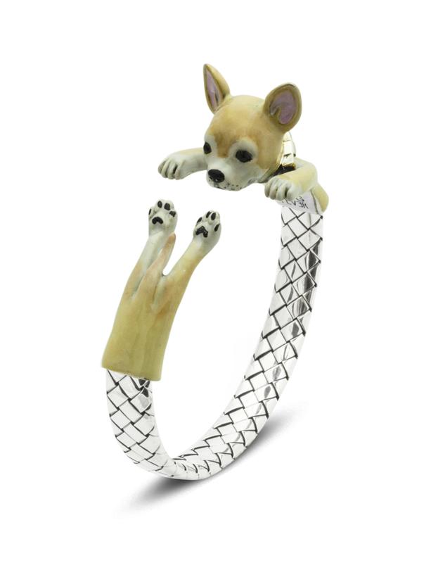 Dog Fever Sterling Silver Enamelled Chihuahua Hug Bracelet
