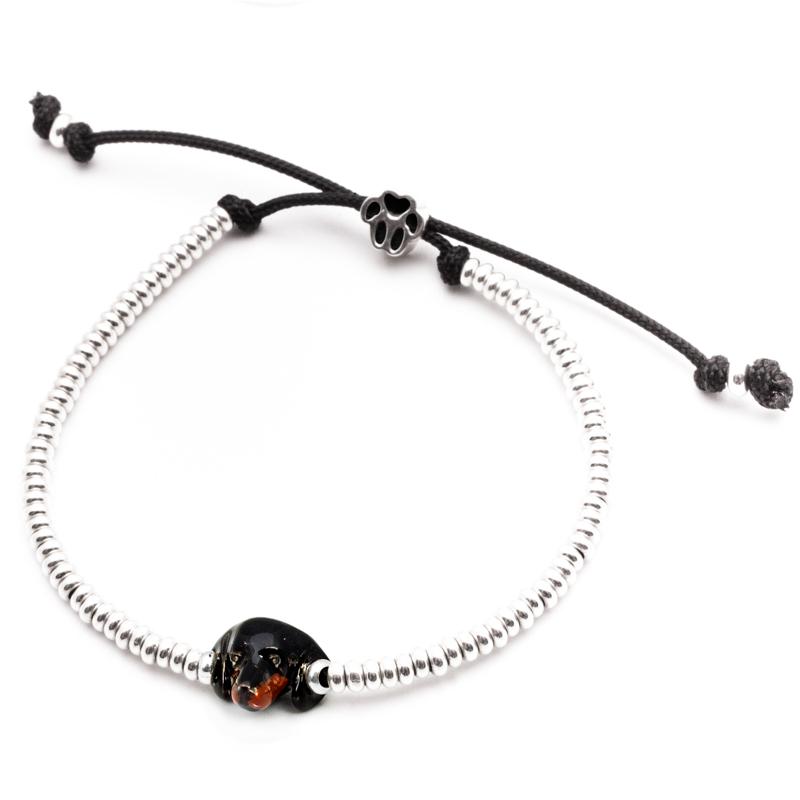 Dog Fever Sterling Silver Enamelled Dachshund Muzzle Bracelet