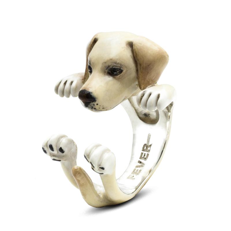 Dog Fever Sterling Silver Enamelled Labrador Retriever Hug Ring - XXS