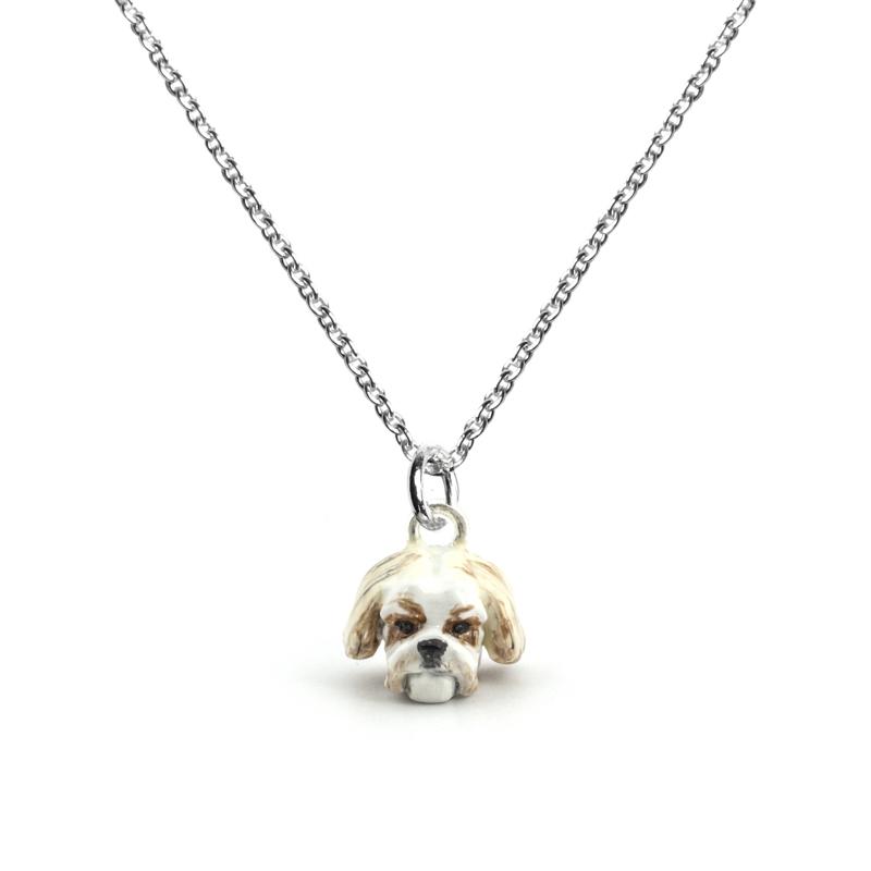 Dog Fever Sterling Silver Enamelled Shih Tzu Muzzle Necklace