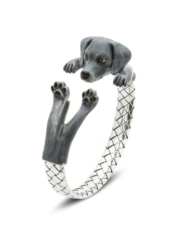 Dog Fever Sterling Silver Enamelled Weimaraner Hug Bracelet