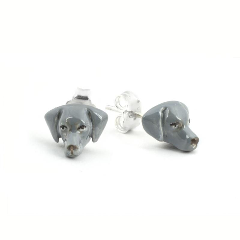 Dog Fever Sterling Silver Enamelled Weimaraner Muzzle Earrings
