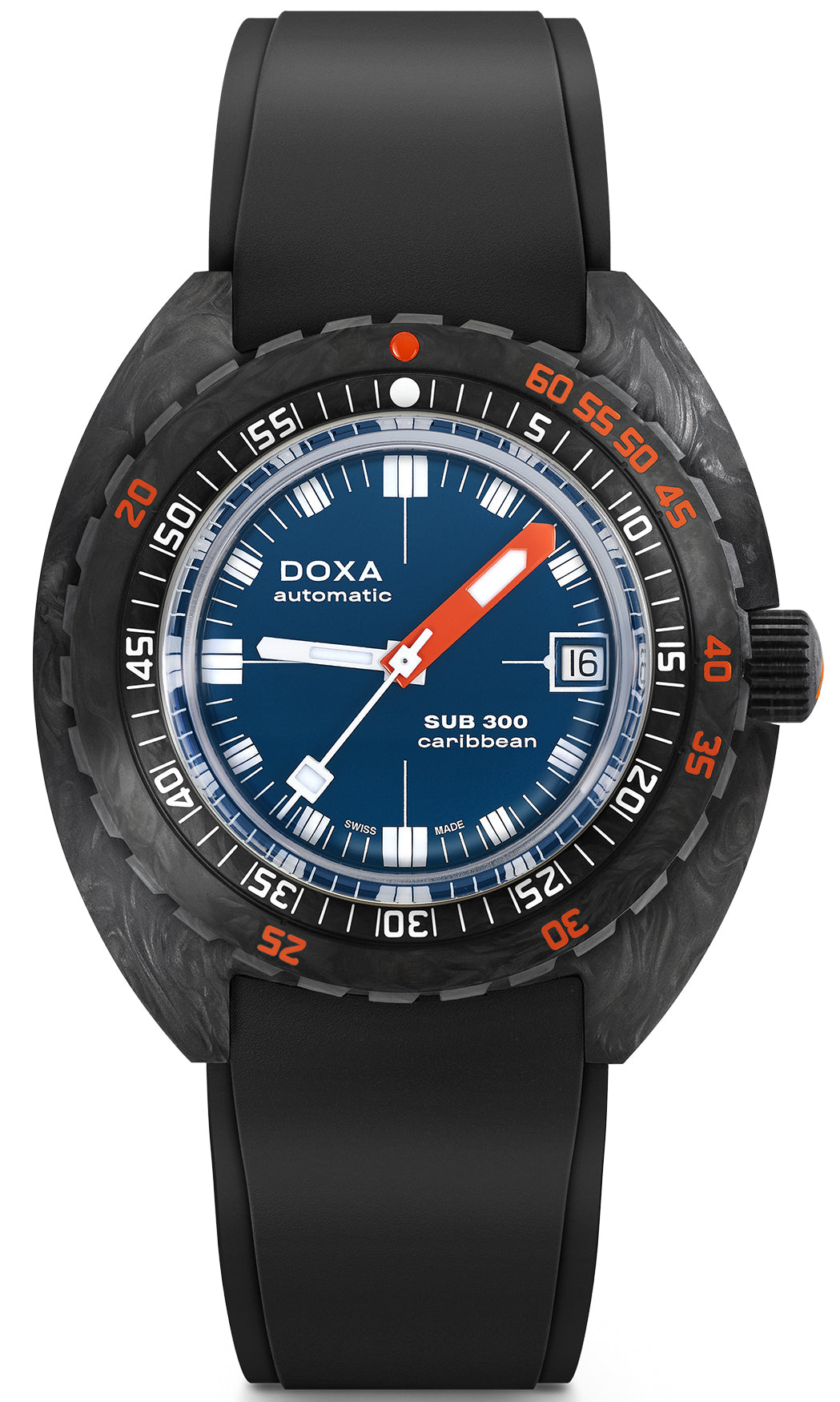 Doxa Watch SUB 300 Carbon COSC Caribbean Rubber - Blue