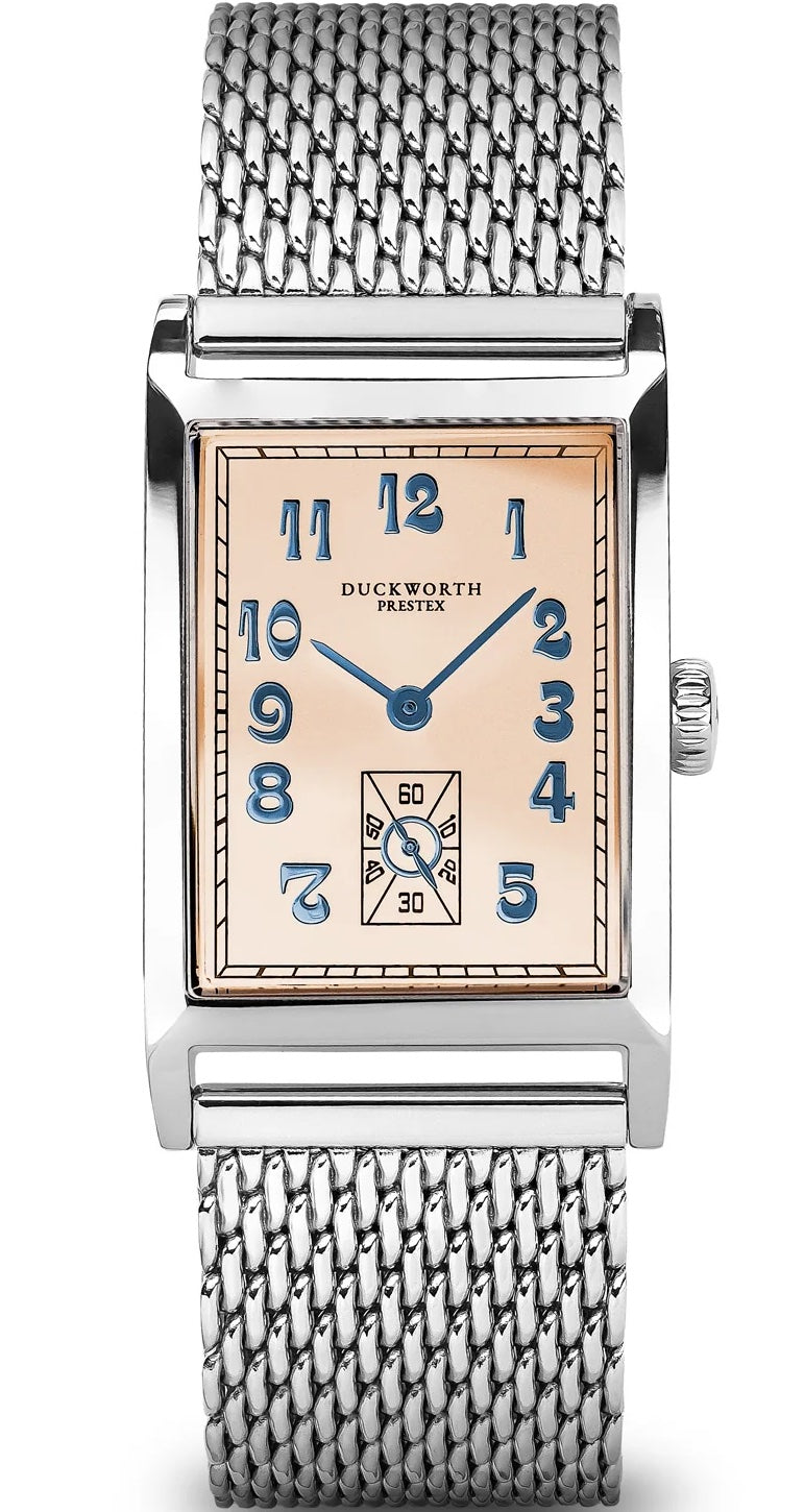 Duckworth Prestex Watch Centenary Salmon Pink Mesh Bracelet