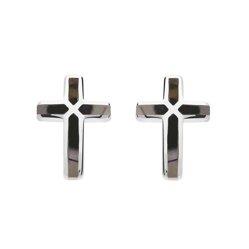 Sterling Silver Blue John Small Cross Stud Earrings