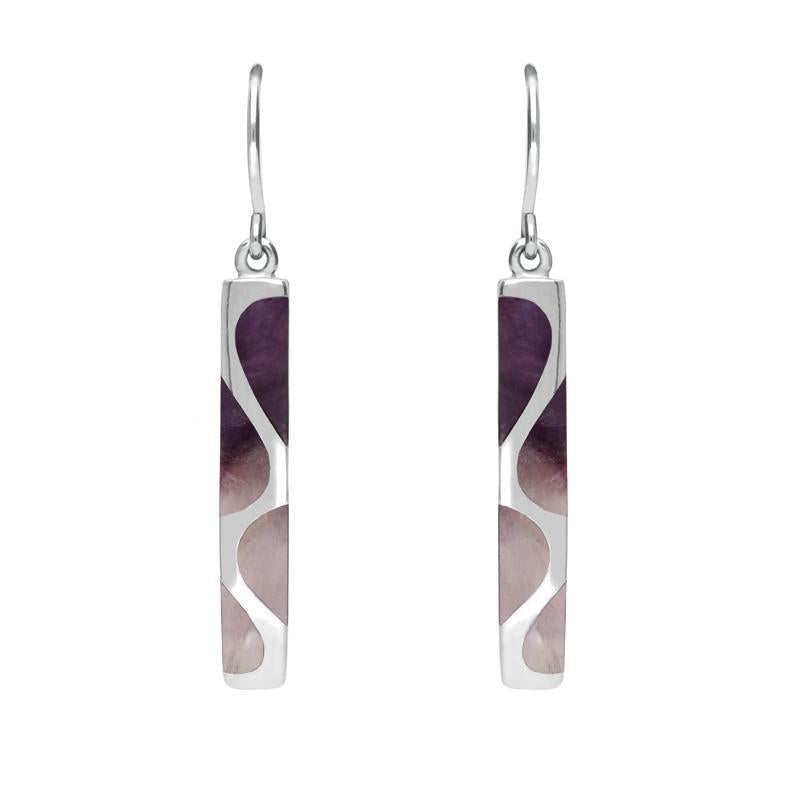 Silver Blue John Four Stone Slim Hook Drop Earrings