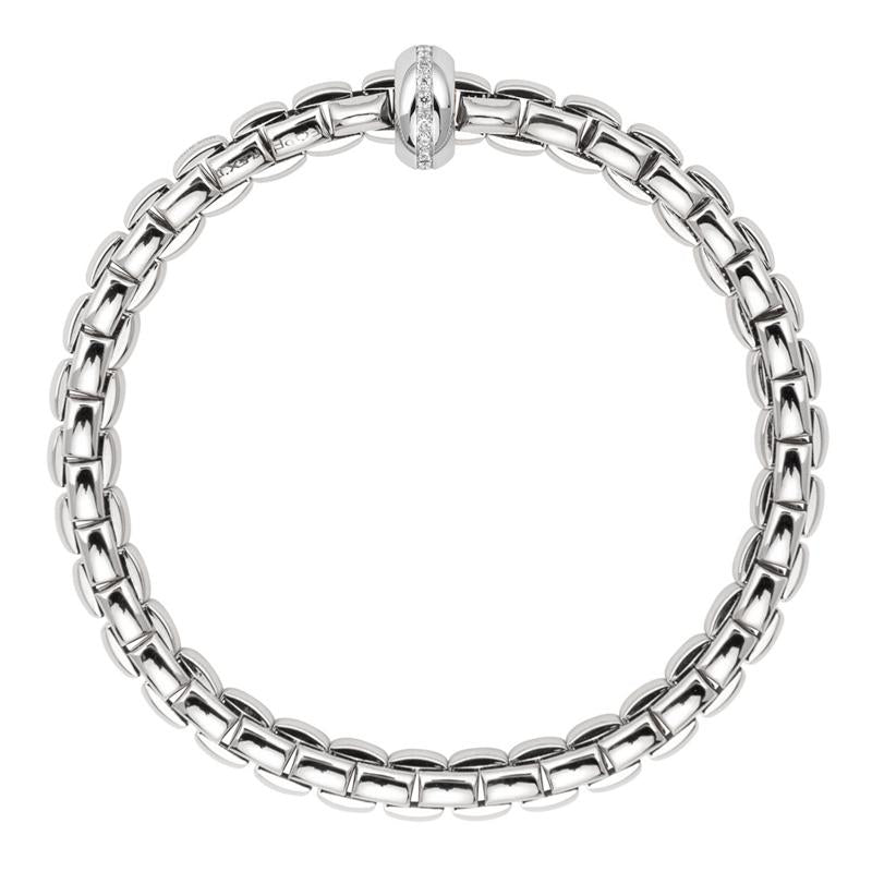 Fope Eka Anniversario 18ct White Gold 0.13ct Diamond Bracelet - XL