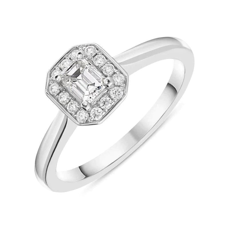 Platinum 0.46ct Diamond Cushion Halo Ring - K