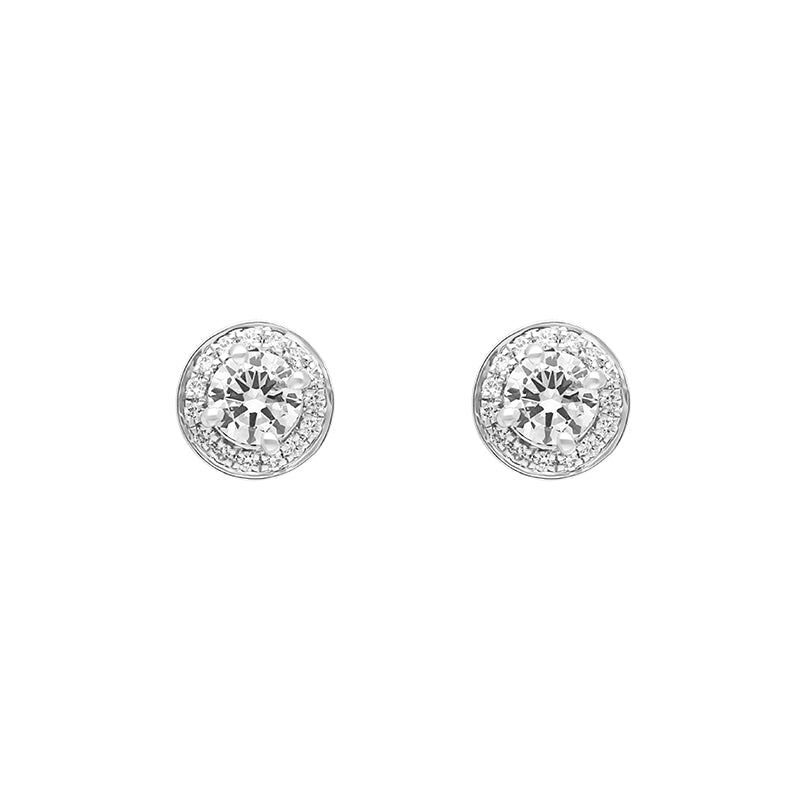 18ct White Gold 0.48ct Diamond Brilliant Cut Round Stud Earrings - Option1 Value White Gold