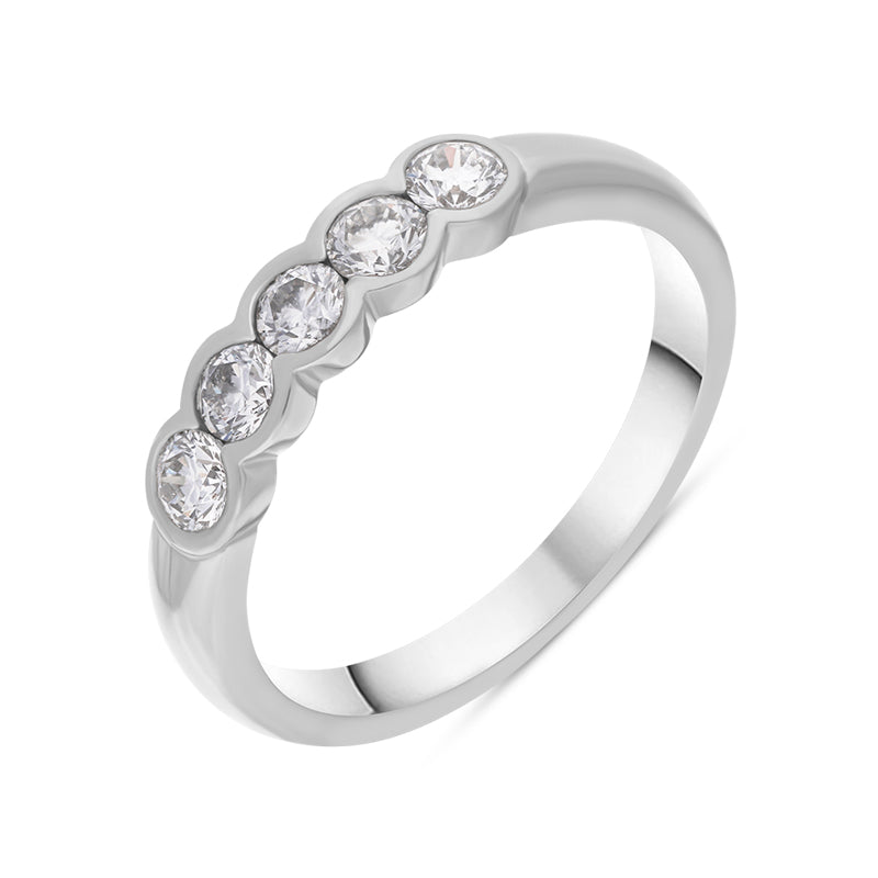 Platinum 0.50ct Diamond Brilliant Cut Bezel Set Wedding Eternity Ring - Silver