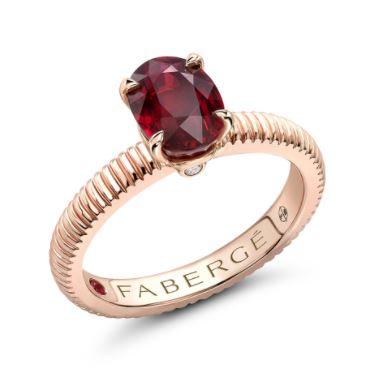 Faberge Colours of Love 18ct Rose Gold Ruby Diamond Fluted Ring - 48