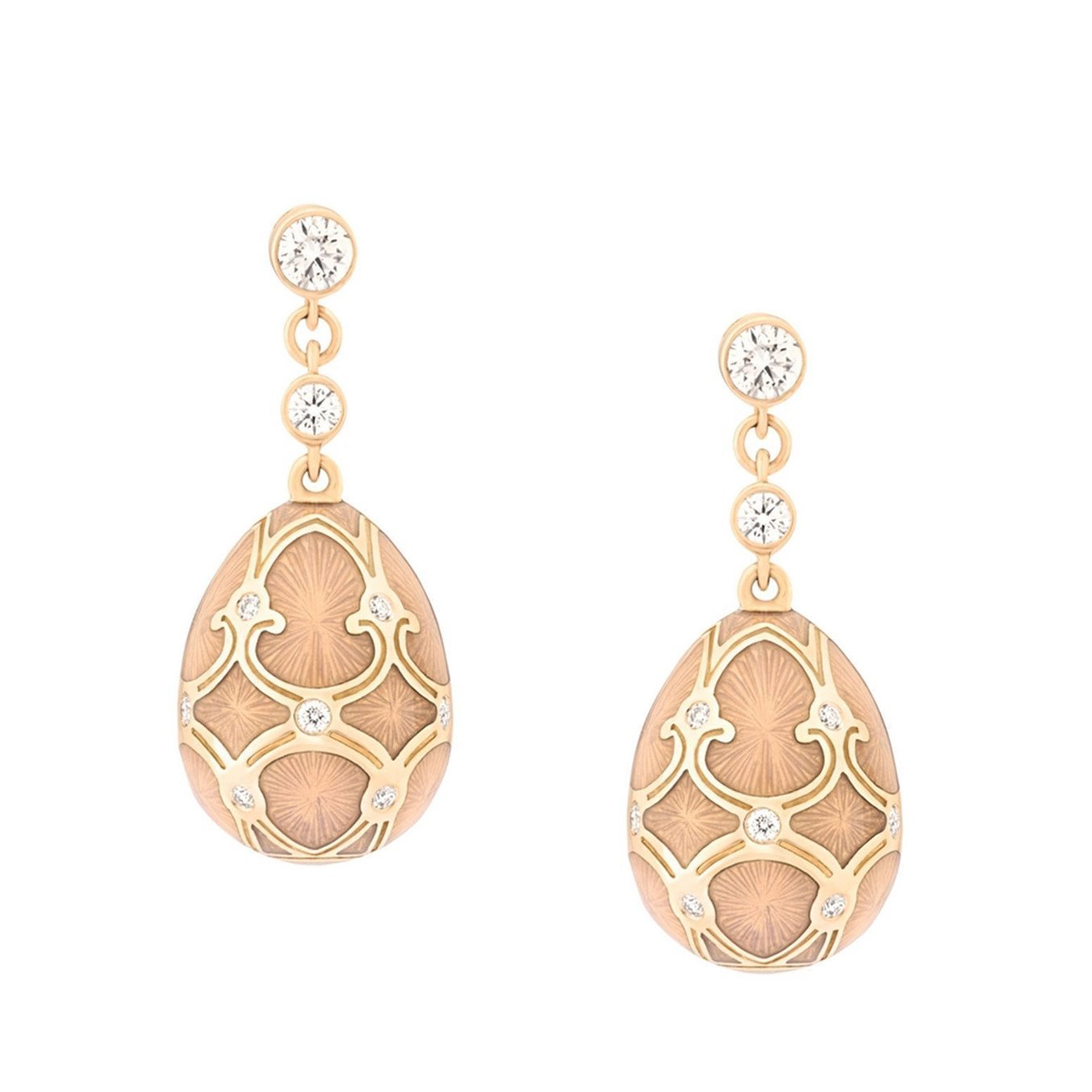 Faberge Palais Tsarskoye Selo 18ct Yellow Gold Diamond White Earrings - Yellow Gold