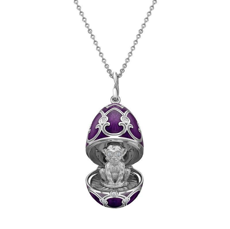 Faberge Palais Tsarskoye Selo Purple Locket with Monkey Surprise D