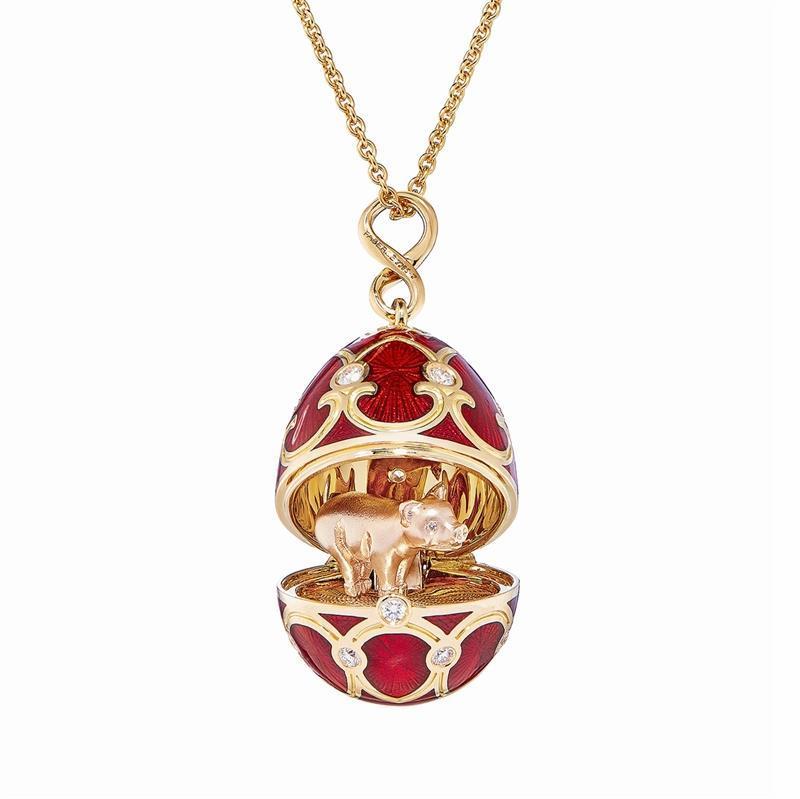 Faberge Palais Tsarskoye Selo Red Locket with Pig Surprise