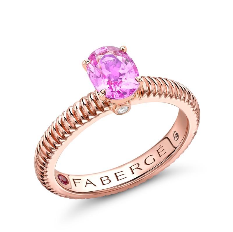 Faberge Colours of Love 18ct Rose Gold Pink Sapphire Fluted Ring - 65