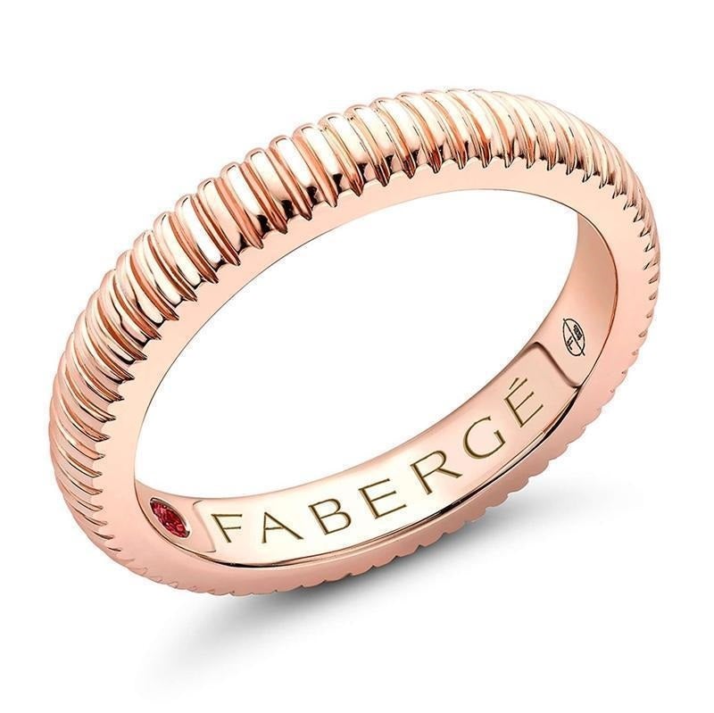 Faberge Colours of Love 18ct Rose Gold Fluted Band Ring - 52