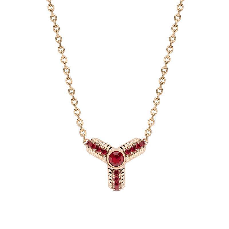 Faberge Colours of Love 18ct Rose Gold Ruby Fluted Trio Necklace - Rose Gold