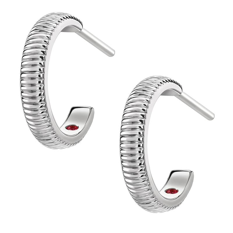 Faberge Colours of Love 18ct White Gold Fluted Hoop Earrings