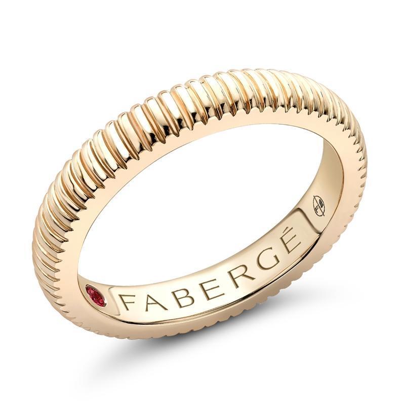 Faberge Colours of Love 18ct Yellow Gold Fluted Band Ring - 57