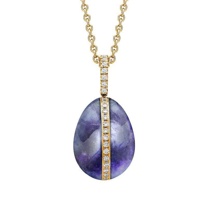 Faberge 18ct Rose Gold Diamond Blue John Pendant Limited Edition - Rose Gold