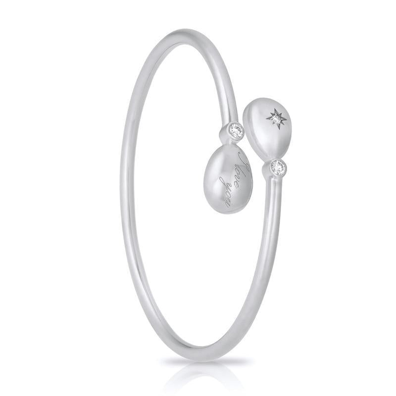 Faberge Essence 18ct White Gold Diamond I Love You Crossover Bangle - Gold