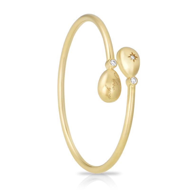 Faberge Essence 18ct Yellow Gold Diamond I Love You Crossover Bangle - Gold