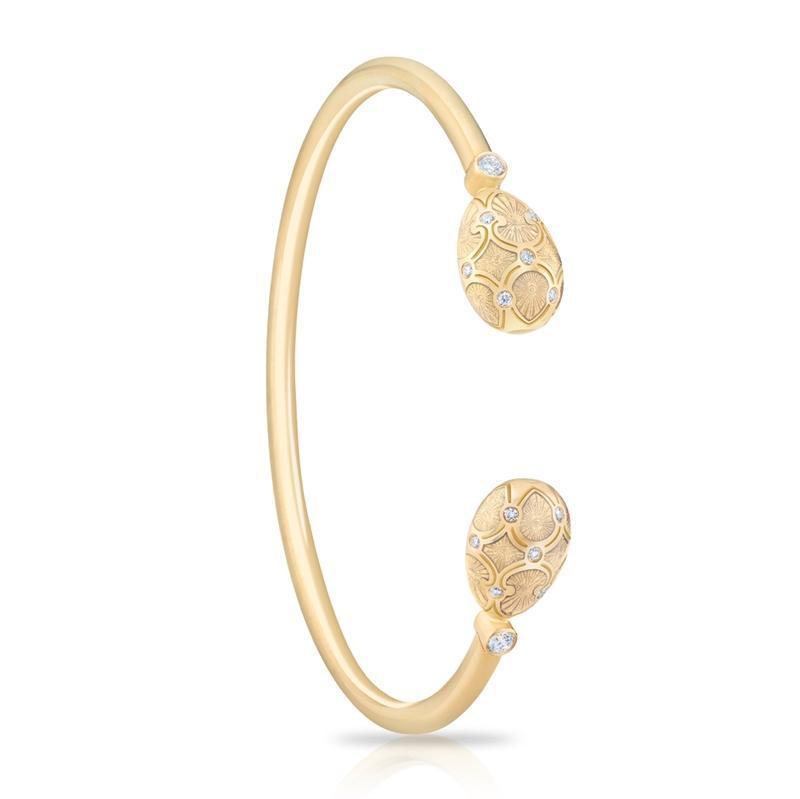 Faberge Palais Tsarskoye Selo 18ct Yellow Gold Diamond Open Set Bangle - Gold