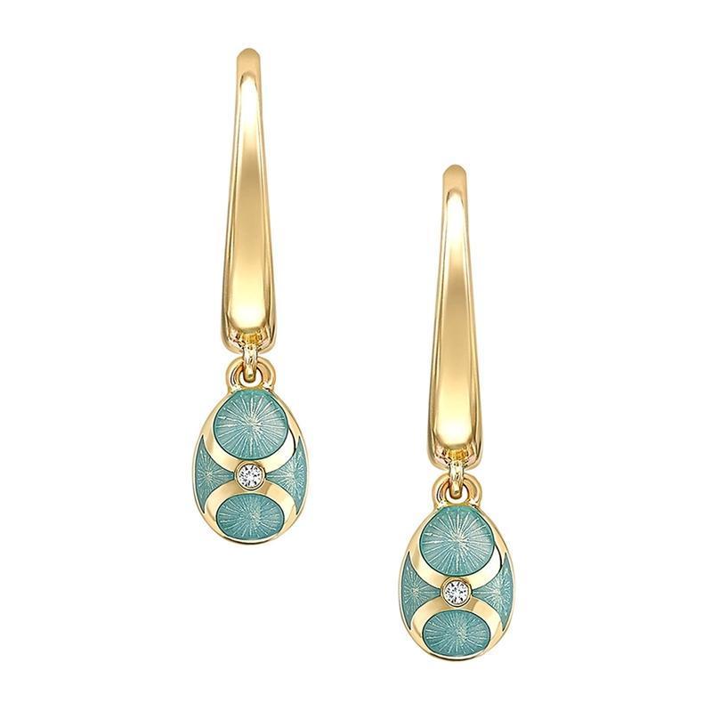 Faberge Palais Tsarskoye Selo 18ct Yellow Gold Turquoise Drop Earrings - Yellow Gold