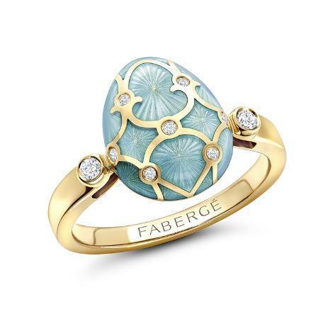 Faberge Palais Tsarskoye Selo 18ct Yellow Gold Turquoise Ring - 54