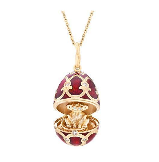 Faberge Palais Tsarskoye Selo Red Locket Diamond Eye Monkey Surprise - Silver