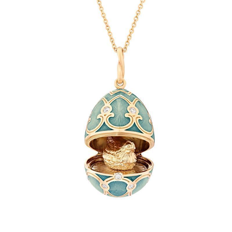 Faberge Palais Tsarskoye Selo Turquoise Locket With Hen Surprise - Gold