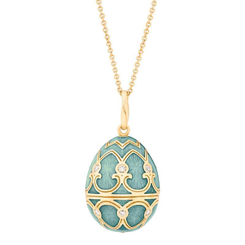 Faberge Palais Tsarskoye Selo Yellow Gold Diamond Turquoise Pendant - Yellow Gold