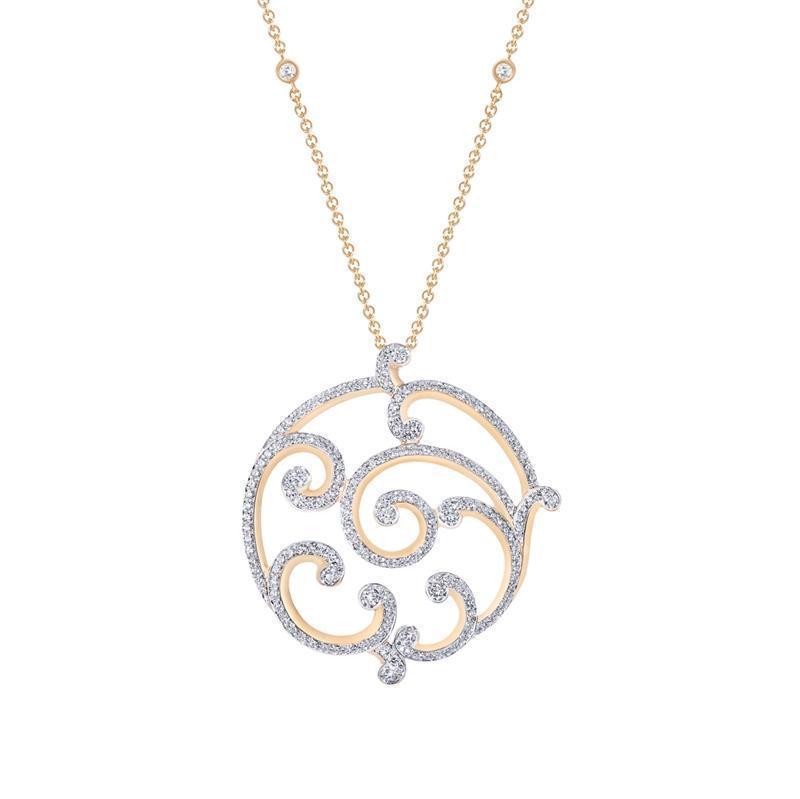 Faberge Rococo 18ct Rose Gold Pave Diamond Grand Pendant - Rose Gold