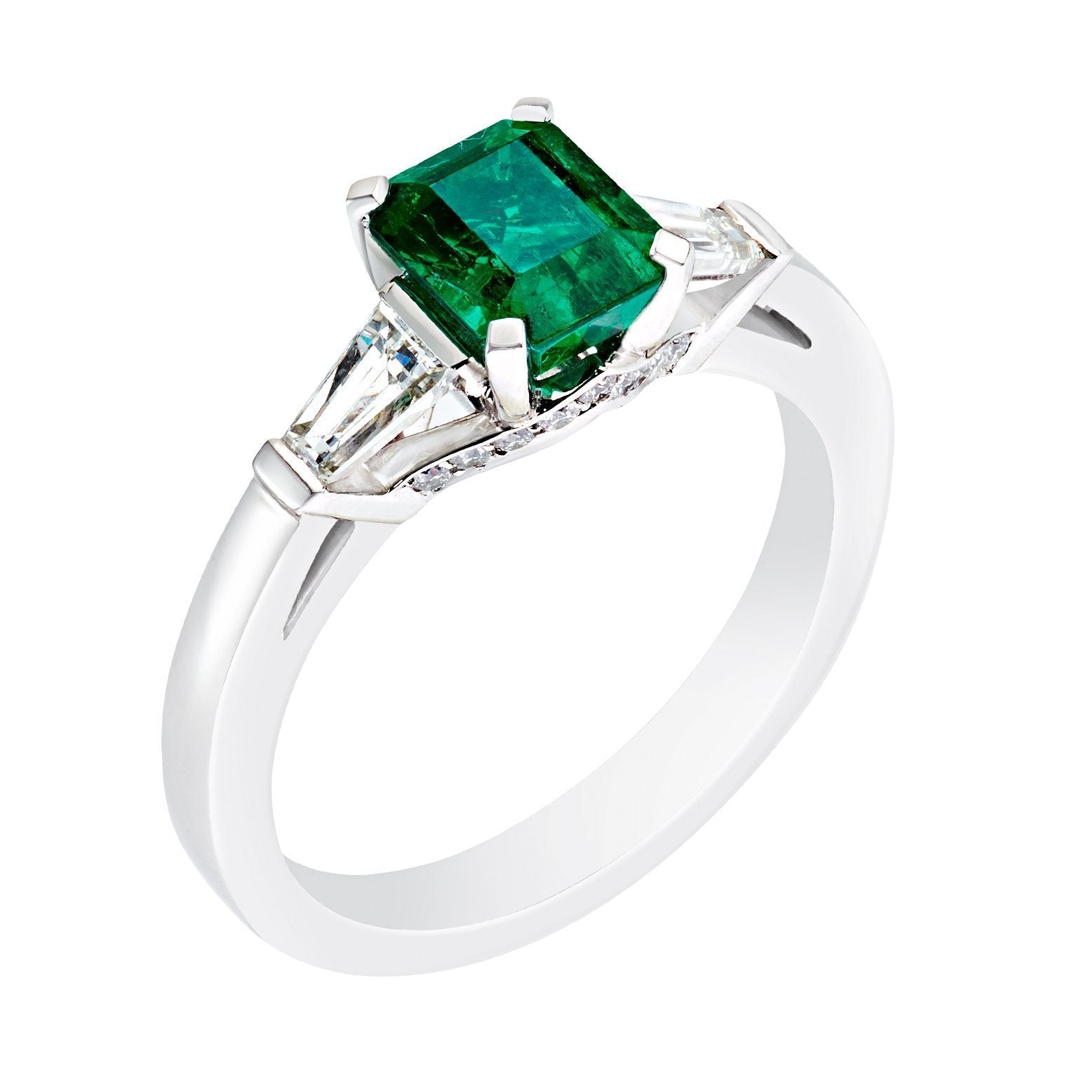Faberge Colours of Love Platinum Emerald Step Cut Ring - 58