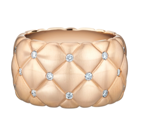 Faberge Treillage 18ct Rose Gold Diamond Wide Ring - 51