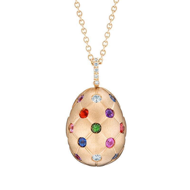 Faberge Treillage 18ct Rose Gold Multi-Coloured Matt Pendant - Rose Gold