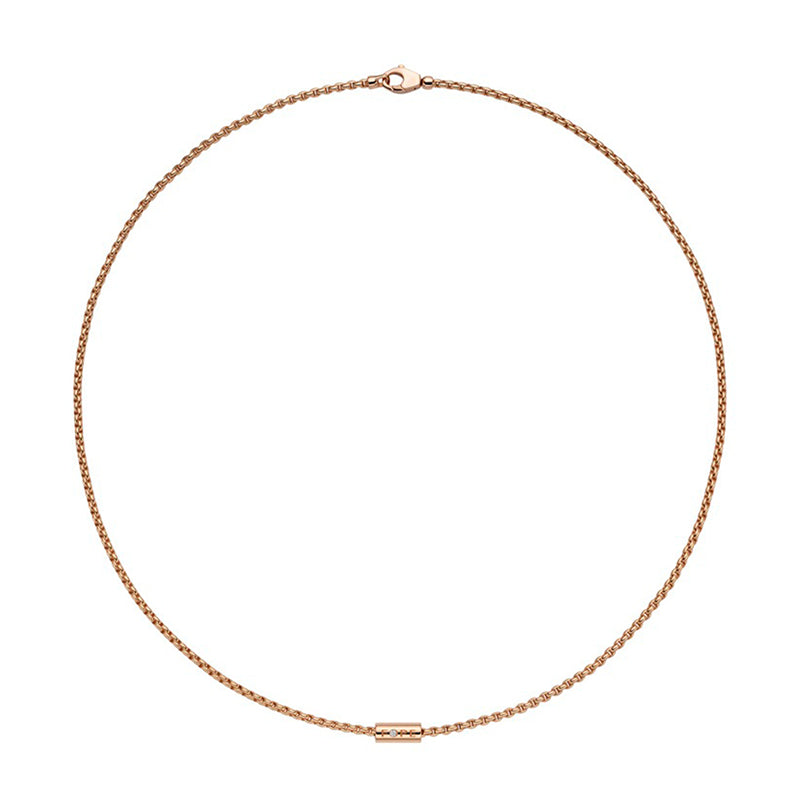 Fope Aria 18ct Rose Gold 0.02ct Diamond Necklace - 60cm