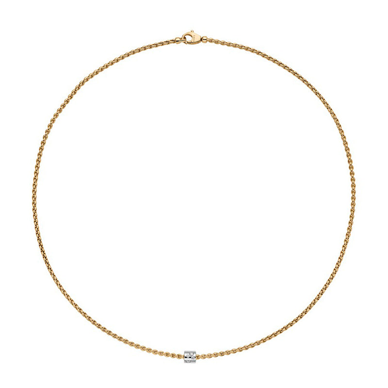 Fope Aria 18ct Yellow Gold 0.17ct Diamond Necklace - 90cm