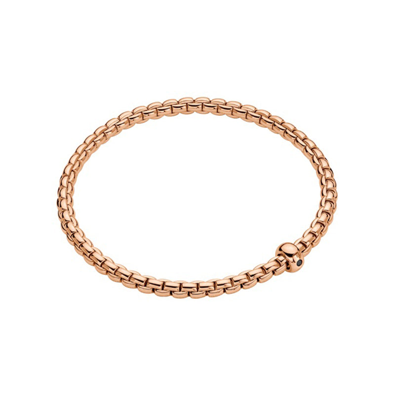 Fope Eka 18ct Rose Gold 0.01ct Black Diamond Flexible Bracelet - M