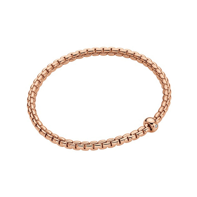 Fope Eka 18ct Rose Gold 0.01ct Diamond Flexible Bracelet - XL
