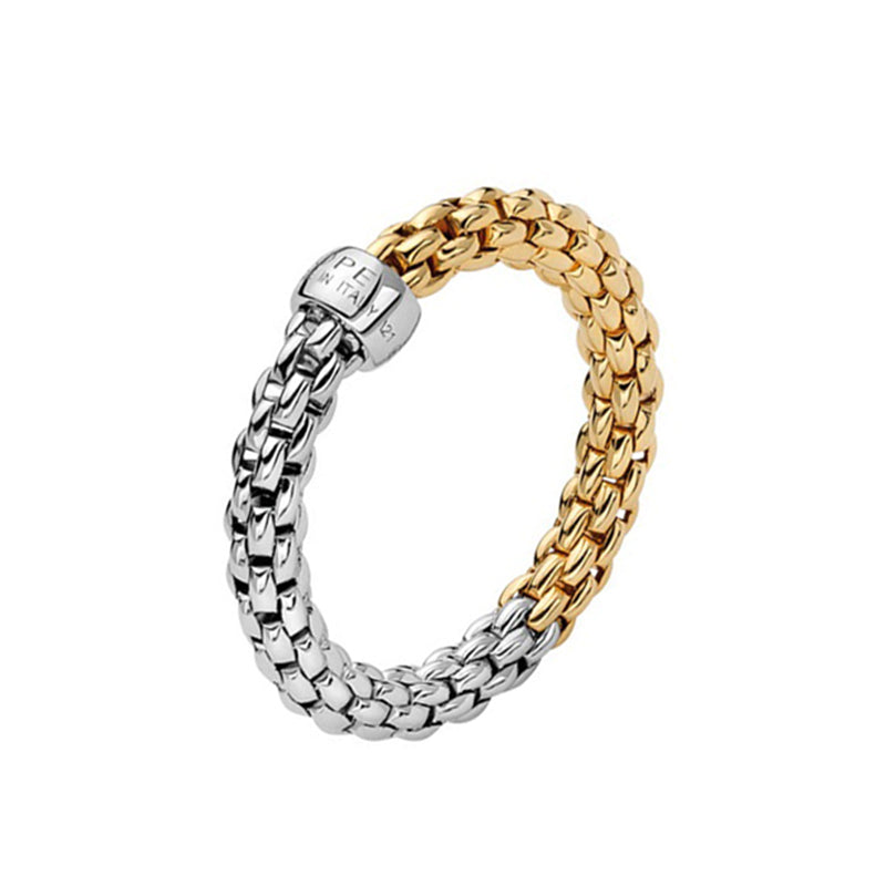 Fope Essentials 18ct White and Yellow Gold Ring - XS